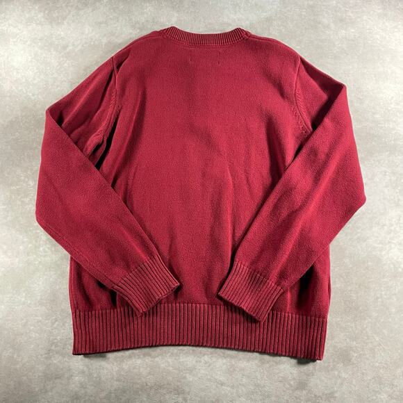 Eddie Bauer Red Maroon Henley Knit Sweater Size Large - Picture 2 of 8